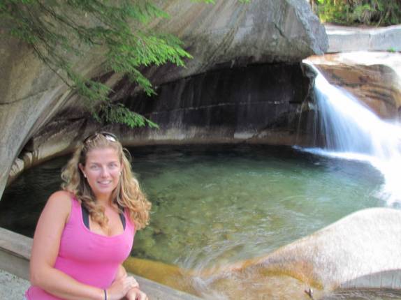 The Basin, lembrança da última era glacial nas White Mountains, região de Lincoln, em New Hampshire - Estados Unidos